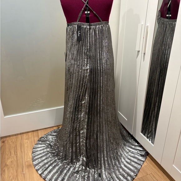 Lulu's Shimmering Silver Pleated Dress - Picture 5 of 14